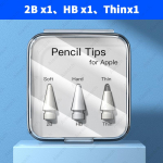 Apple Pencil 1-am, 2-am, 3-iam USB-C Pro antgalis Apple Pencil ra&scaron;ikliui Antgalis Dvigubo sluoksnio 2B HB 2.0 3.0 Mink&scaron;tas Kietas iPad pie&scaron;tuko priedai 2B x1 HB x1 3.0 X1