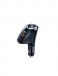Automobilinis įkroviklis REMAX RCC339 88.5W 2&times;USB-C + USB su ekranu, greitas