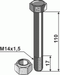 &Scaron;e&scaron;iakampis varžtas M14x1,5x110 su savaime užsifiksuojančia veržle