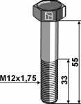 Varžtas su &scaron;e&scaron;iakampe galvutes M12x1,75x55 be veržlės, cinkuotas
