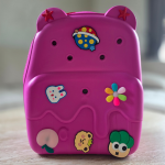 Personalizuojama vaiki&scaron;ka kuprinė su keičiamomis dekoracijomis, rožinė
