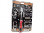 Įstatomų veržliarakčių rinkinys | vartoma galvutė | stabdžių žarnelėms | 9 - 19 mm | 9 vnt. (FNW9S)