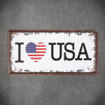 Dekoratyvinė metalinė lentelė I LOVE USA