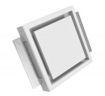 Gipsinis difuzorius KVADRO-125 kvadratinis priglaistomas, baltos sp.