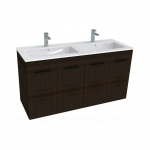 Spintelė CUBE su dvigubu praustuvu 120x43 cm, 4 durelės, juodas ąžuolas