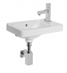 Mažas asimetrinis praustuvas Jika CUBITO 45x25 cm su montavimo rink., anga mai&scaron;ytuvui de&scaron;inėje