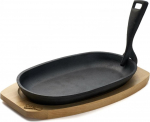 Keptuvė steikams su medine baze ketaus 24x14 cm HR-YT-995, COOKING BY HEINNER