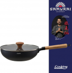 Wok keptuvė su dangčiu aliuminio su keramikos danga 26x7.5 cm HR-SNT-W26, COOKING BY HEINNER