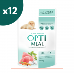 OPTIMEAL Visavertis konservuotas maistas &scaron;uniukams su kalakutiena ir morkomis padaže 100g x 12vnt