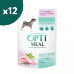 OPTIMEAL Visavertis konservuotas maistas suaugusiems &scaron;unims su triu&scaron;iena ir mėlynėmis padaže 100g x 12 vnt