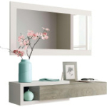 Habitdesign Noon Hallway Cabinet with Drawer and Mirror White Finish "Artik" and Alaska Oak (A+ GRADE)
