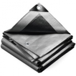 VOUNOT&reg; 240 g/m&sup2; polietileno brezentas, atsparus vandeniui, su aliuminio kilpelėmis, 4 x 8 m.