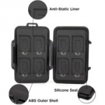 Integruotas 16 lizdų atminties kortelių dėklas SDXC/SDHC kortelėms (8 SD + 8 &bdquo;Micro SD&ldquo;), atsparus smūgiams