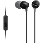 Sony MDR-EX15AP ausinės su 3,5 mm jungtimi, i&scaron;maniojo telefono mikrofonu ir valdikliu, juodos