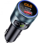 GizmoVine automobilinis FM siųstuvas ir greitasis įkroviklis su Bluetooth 5.3, PD 30W ir QC3.0 18W, LED ekranu, USB atmintinės atkūrimu, metaliniu korpusu, 12V/24V