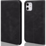 VISOUL dėklas, skirtas iPhone 11, pagamintas i&scaron; auk&scaron;tos kokybės karvės odos, juodas.