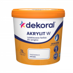 Dažai lateksiniai matiniai vidaus darbams DEKORAL AKRYLIT W | balta (sniezno-biala) 1 ltr.