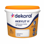 Dažai lateksiniai matiniai vidaus darbams DEKORAL AKRYLIT W | balta (sniezno-biala) 3 ltr.