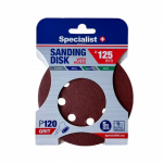 SPECIALIST+ &scaron;lifavimo popierius su skylėmis P120, 125 mm, 5 vnt.