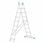 Kopėčios aliuminės, universalios, dvipusės, i&scaron;traukiamos, 2 dalių EUROSTYL | 2x9 pakopų 258-427cm