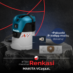 Dulkių siurblys MAKITA VC2512L + dovana pakuotė mai&scaron;ų P-72899 (5 vnt.)