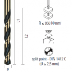 Grąžtas plienui ECEF HSS-G M2 DIN338