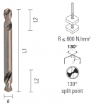 Dvipusis grąžtas plienui ECEF HSS-G Silver