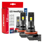 LED žibintų lemputės F25 PRO BLACK FULL CANBUS H8 H9 H11 H16 68W 12V 24V AMIO-04721