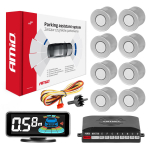Parkavimo pagalbos sistema LED-GRAF 3D, 8 sidabro spalvos jutikliai 21,5 mm AMIO-03193