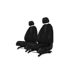 Sėdynės užvalkalų sėdimosios dalys EVAtech, 2 vnt. - juoda / juodi kra&scaron;tai / mėlynos siūlės