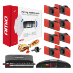 Parkavimo pagalbos sistema LED, 8 juodi jutikliai, vidinis montavimas 16,5 mm AMIO-02256