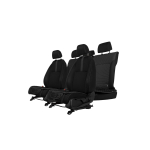 Sėdynės užvalkalų sėdimųjų dalių komplektas EVAtech, 3 vnt. - juoda / juodi kra&scaron;tai / baltos siūlės