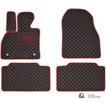 Eko odos kilimėliai QuiltyMats FIAT 500 2016-2024m. (Hibridas) (Juoda / raudonos siūlės)