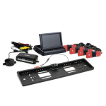 Parkavimo pagalbos sistema TFT02 4,3" su HD-402-LED kamera, 4 juodi jutikliai, vidinis montavimas