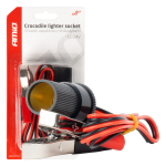 Automobilio maitinimo lizdo adapteris su krokodilo tipo gnybtais 12/24V 100 cm, AMIO-03804