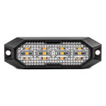 Plok&scaron;čia LED įspėjamoji blykstės lempa, oranžinė, 4x3W, R65 R10, 12V/24V, IP6K9K AMIO-03929