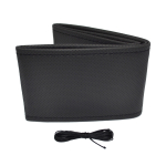 Perforuotas vairo užvalkalas su adata ir siūlais 38&ndash;39 cm - juoda / juodos siūlės