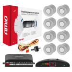 Parkavimo pagalbos sistema LED, 8 sidabro spalvos jutikliai 22 mm AMIO-01598