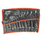 Žiedinių raktų rinkinys, lenkti 6&ndash;32 mm, 12 vnt., AMIO-04197