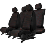 Sėdynės užvalkalų komplektas EVAtech ECO Basic, 3 vnt.- juoda / juodi kra&scaron;tai / raudonos siūlės