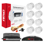 Parkavimo pagalbos sistema LED, 8 balti jutikliai 22 mm AMIO-01601