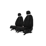 Sėdynės užvalkalų sėdimosios dalys EVAtech, 2 vnt. - juoda / juodi kra&scaron;tai / mėlynos siūlės