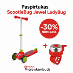 Paspirtukas ScootieBug Jewel LadyBug + dovana Micro skambutis
