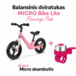Balansinis dviratukas MICRO Bike Lite Flamingo Pink + dovana Micro skambutis