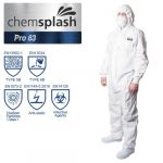 Neper&scaron;lampamas tvirtas kombinezonas Chemsplash Pro 63 2518, 5B/6B, balta, XXXL (1vnt)