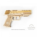 Medinis konstruktorius UGEARS Wolf-01 Handgun. Pistoletas Wolf-01