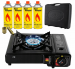 Dujinė viryklė + 4 dujiniai balonėliai + transportavimo lagaminas