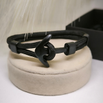 Stilinga juoda medžiaginė apyrankė vyrams