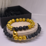 Rankų darbo apyrankių rinkinys porai &bdquo;Lavos pažadas&ldquo;