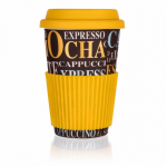 Keramikinis puodelis 400 ml su SILIKONO dangteliu BANQUET GO kava